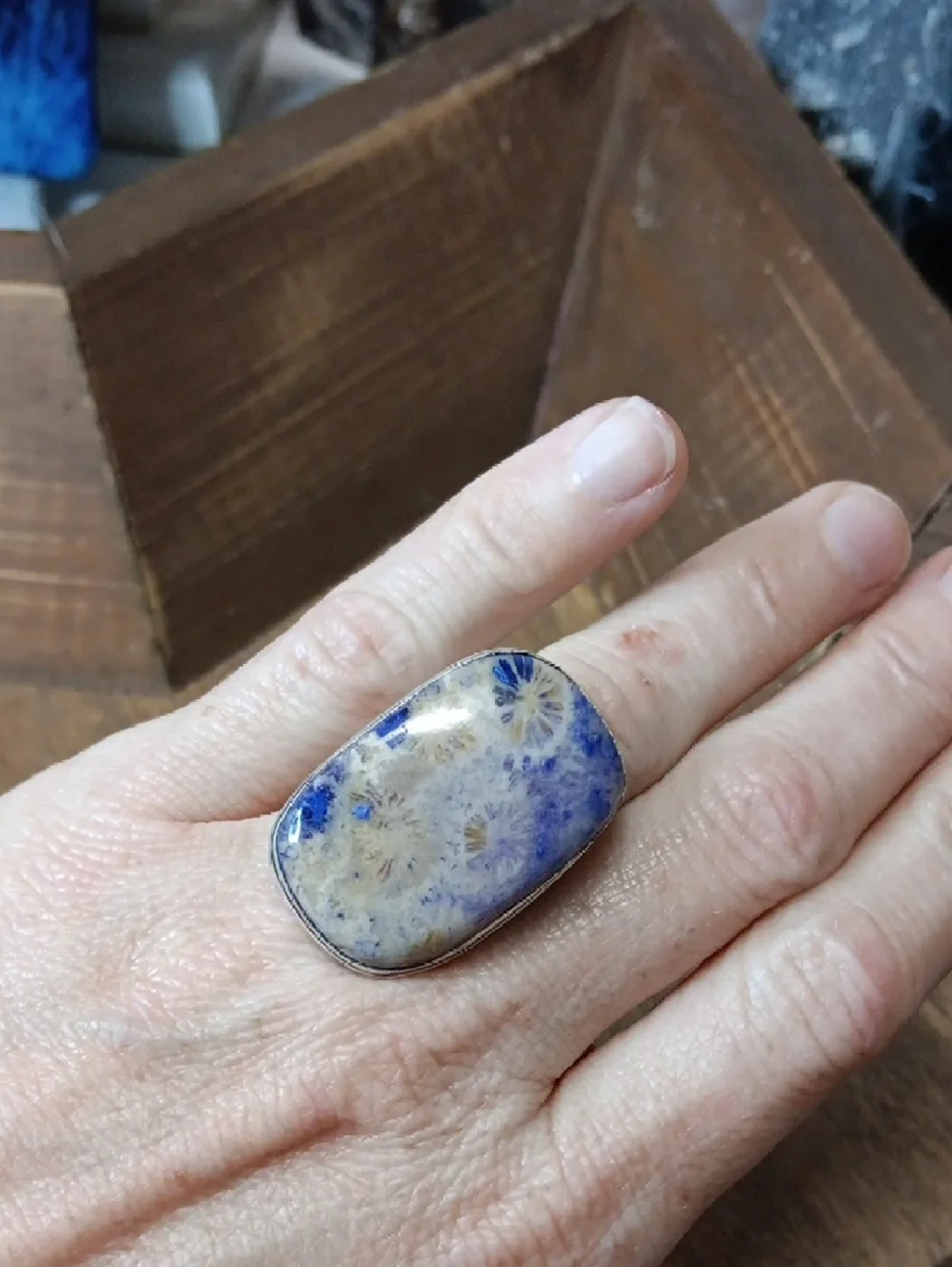 Handcrafted Floral Stone Statement Ring